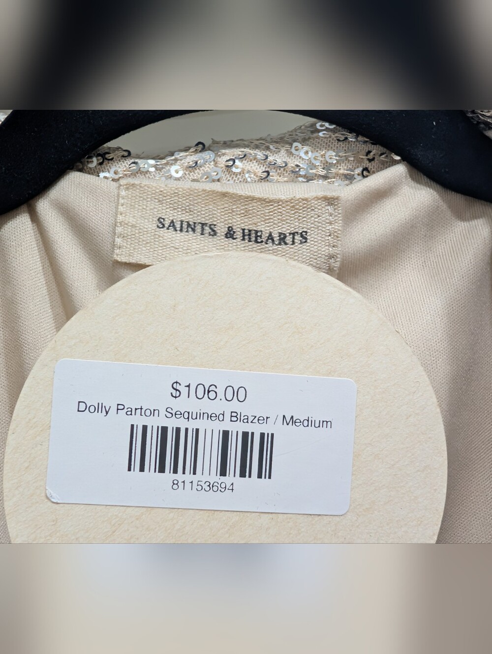Saints & Hearts Gold Sequin Double Breasted Blazer Size M | NWT - Picture 8 of 8